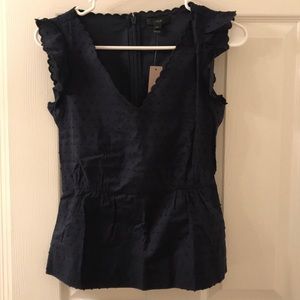 Navy dot peplum top